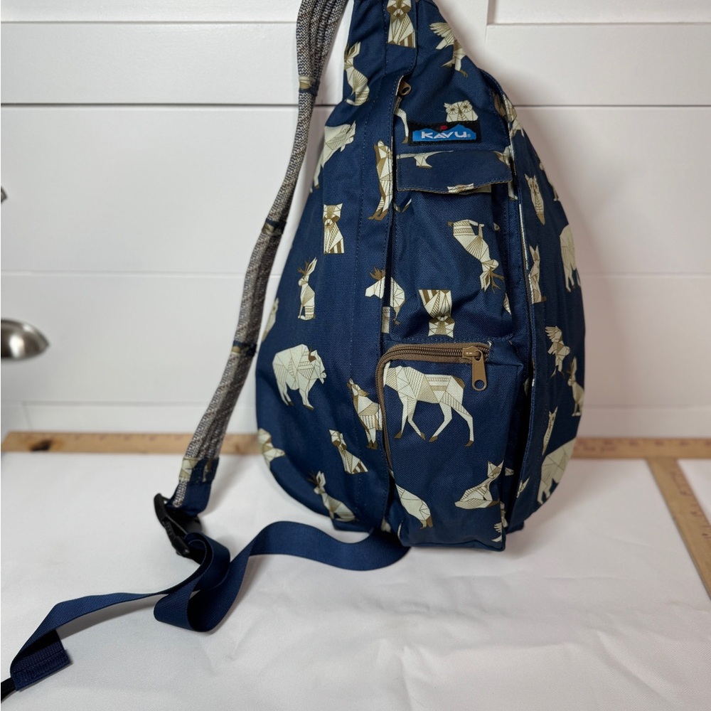 Kavu Blue Crossbody Bag with Bear Pattern